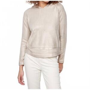 NEW CHARLIE B metallic knit hoodie sweater in champagne